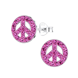 Wholesale Sterling Silver Peace Sign Ear Studs - JD15675