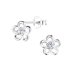 Wholesale Sterling Silver Flower Ear Studs - JD11913