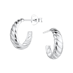 Wholesale Sterling Silver Twisted Half Hoop Ear Studs  - JD17668