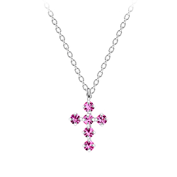 Wholesale Sterling Silver Cross Crystal Necklace - JD5161