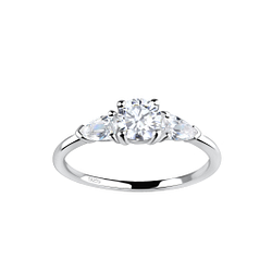 Wholesale Sterling Silver Three Stone Ring - JD15466