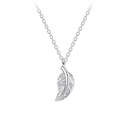 Wholesale Sterling Silver Leaf Necklace - JD17408