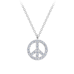 Wholesale Sterling Silver Peace Sign Necklace - JD17391