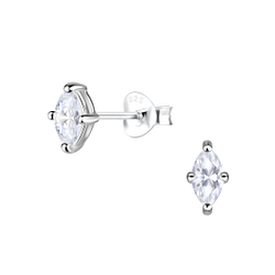 Wholesale 3x6mm Marquise Cubic Zirconia Sterling Silver Ear Studs  - JD18181