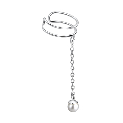Wholesale Sterling Silver Wire Ear Cuff with Hanging 4mm Pearl - JD9191