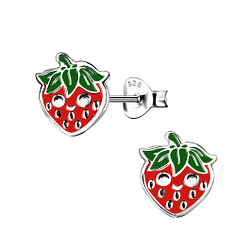 Wholesale Sterling Silver Strawberry Ear Studs - JD18355