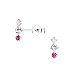 Wholesale Sterling Silver Bar Crystal Ear Studs - JD18133