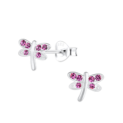 Wholesale Sterling Silver Dragonfly Ear Studs - JD17647