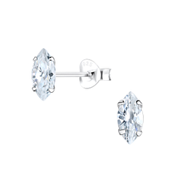 Wholesale 4x8mm Marquise Cubic Zirconia Sterling Silver Ear Studs - JD18112