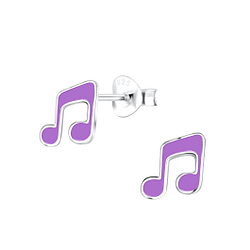 Wholesale Sterling Silver Musical Note Ear Studs - JD18430