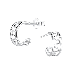 Wholesale Sterling Silver Wave Half Hoop Ear Studs - JD9254