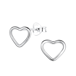 Wholesale Sterling Silver Heart Ear Studs - JD16112 Wholesale Sterling Silver Heart Ear Studs - JD16112