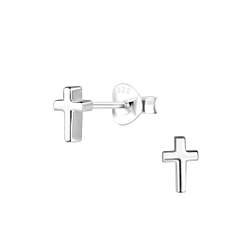 Wholesale Sterling Silver Cross Ear Studs - JD18235