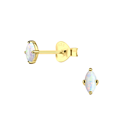 Wholesale 2x4mm Marquise Opal Sterling Silver Ear Studs - JD18419