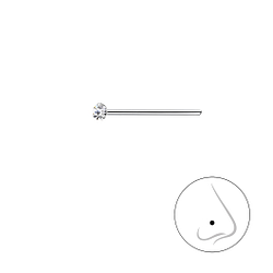 Wholesale 1.5mm Round Crystal Sterling Silver Nose Stud - JD3316