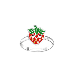Wholesale Sterling Silver Strawberry Adjustable Ring - JD18848