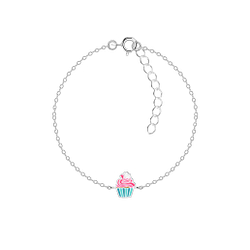 Wholesale Sterling Silver Cupcake Bracelet - JD18723