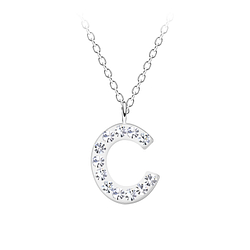Wholesale Sterling Silver Letter C Necklace - JD18713 Wholesale Sterling Silver Letter C Necklace - JD18713