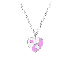 Wholesale Sterling Silver Yin Yang Heart Necklace - JD18746