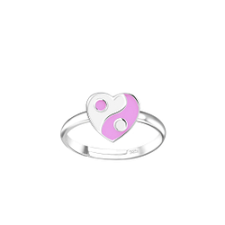 Wholesale Sterling Silver Yin Yang Heart Adjustable Ring - JD18824