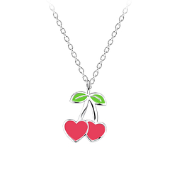Wholesale Sterling Silver Cherry Heart Necklace - JD18747