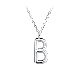 Wholesale Sterling Silver Letter B Necklace - JD18623