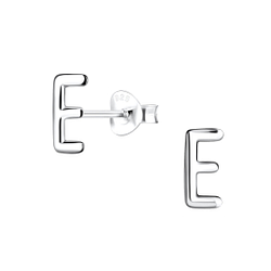 Wholesale Sterling Silver Letter E Ear Studs - JD18598