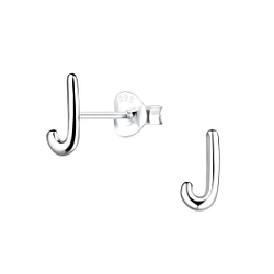 Wholesale Sterling Silver Letter J Ear Studs - JD18604