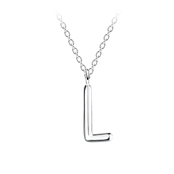 Wholesale Sterling Silver Letter L Necklace - JD18634