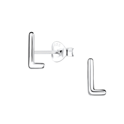 Wholesale Sterling Silver Letter L Ear Studs - JD18606