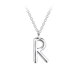 Wholesale Sterling Silver Letter R Necklace - JD18637