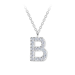 Wholesale Sterling Silver Letter B Necklace - JD18897