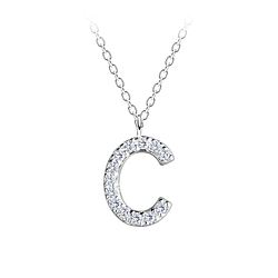 Wholesale Sterling Silver Letter C Necklace - JD18889