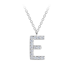 Wholesale Sterling Silver Letter E Necklace - JD18888