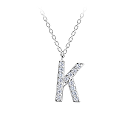 Wholesale Sterling Silver Letter K Necklace - JD18884