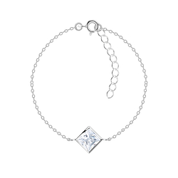 Wholesale 6mm Square Cubic Zirconia Sterling Silver Bracelet - JD18833