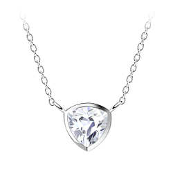 Wholesale 6mm Trillion Cubic Zirconia Sterling Silver Necklace - JD18777