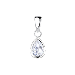 Wholesale 4x6mm Pear Cubic Zirconia Sterling Silver Pendant - JD18873