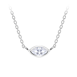Wholesale 3x6mm Marquise Cubic Zirconia Sterling Silver Necklace - JD18786