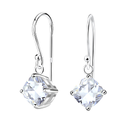 Wholesale 6mm Cushion Cubic Zirconia Sterling Silver Earrings - JD18865