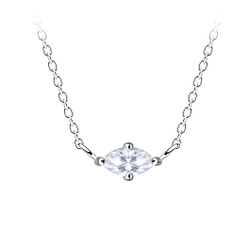 Wholesale 3x6mm Marquise Cubic Zirconia Sterling Silver Necklace - JD18792