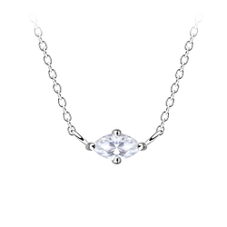 Wholesale 3x6mm Marquise Cubic Zirconia Sterling Silver Necklace - JD18792