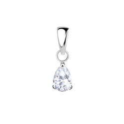 Wholesale 4x6mm Pear Cubic Zirconia Sterling Silver Pendant - JD18880