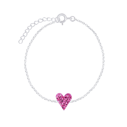 Wholesale Sterling Silver Heart Crystal Bracelet - JD7504