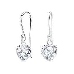 Wholesale 7mm Heart Cubic Zirconia Sterling Silver Earrings - JD5127