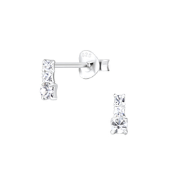 Wholesale Sterling Silver Bar Crystal Ear Studs - JD5295