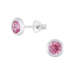 Wholesale 5mm Sterling Silver Ear Studs with Crystals - JD4423