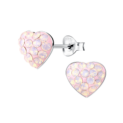 Wholesale Sterling Silver Heart Crystal Ear Studs - JD9876