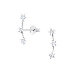 Wholesale Cubic Zirconia Line Sterling Silver Ear Studs - JD8148