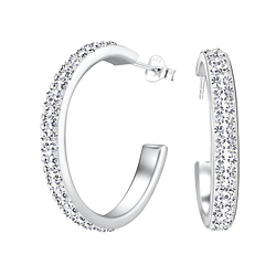 Wholesale Sterling Silver Half Hoop Crystal Ear Studs - JD18695